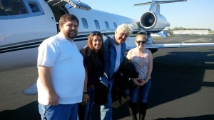 Jay Leno used Clarksville Regional on a special visit to a wounded warrior. Leno (center) with CRA Employees John Atnip, Jen Brooks and Kate McDonough